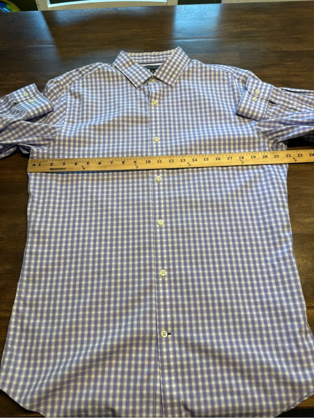 Banana Republic Men’s Purple White Plaid Long Sleeve Button Up Shirt SZ L Preppy